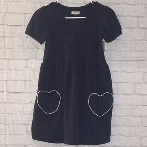 NWT Tucker + Tate Navy Blue Sparkle Dress Heart Pockets Sewn on Front, G…